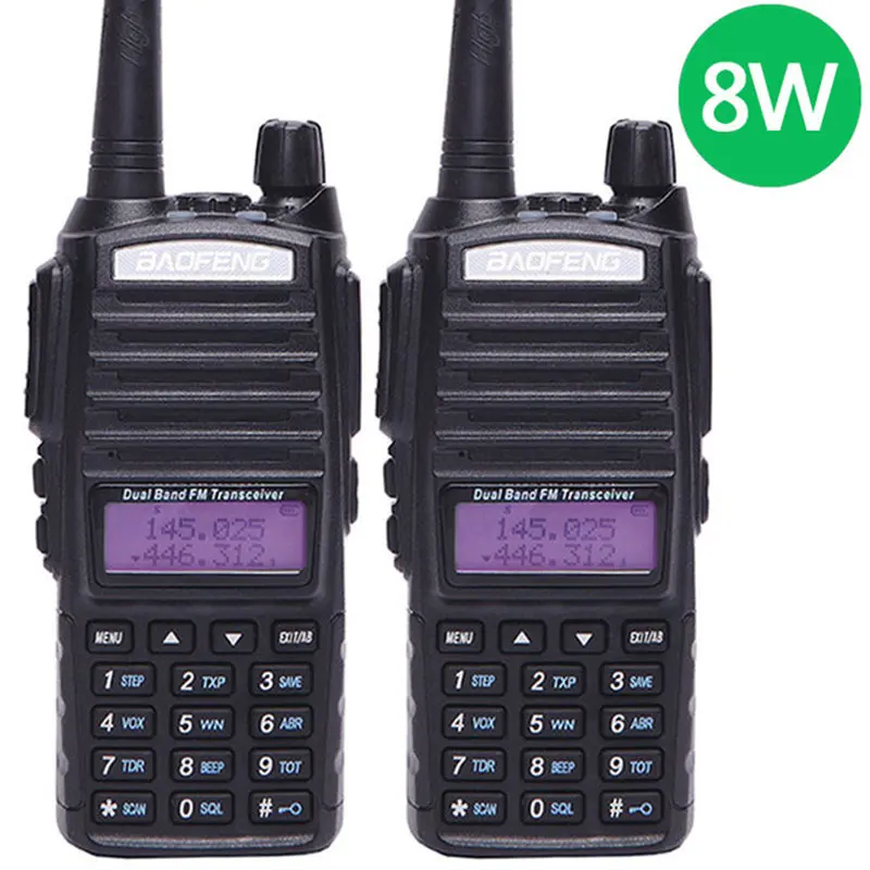 

2 PCS Baofeng UV-82 Plus vhf/uhf Long Range 8W Power Walkie Talkie Portable CB Transceiver Amateur 2 way Radio upgrade of UV 82