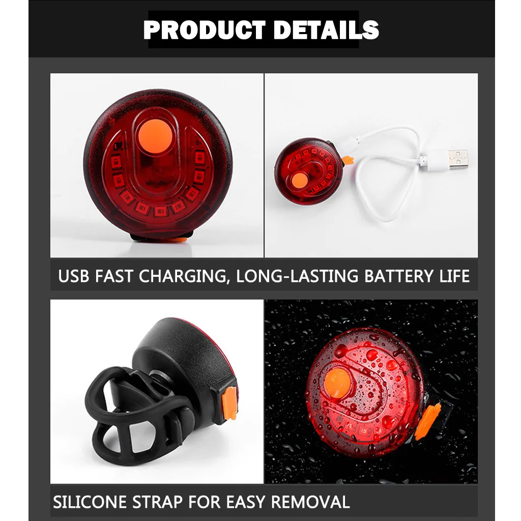 Sale Belakang Bicycle LED USB Rechargeable Anti Air Bicycle Parts Taillights Warning Cycling Portable Light, USB Style Rechargeable 7