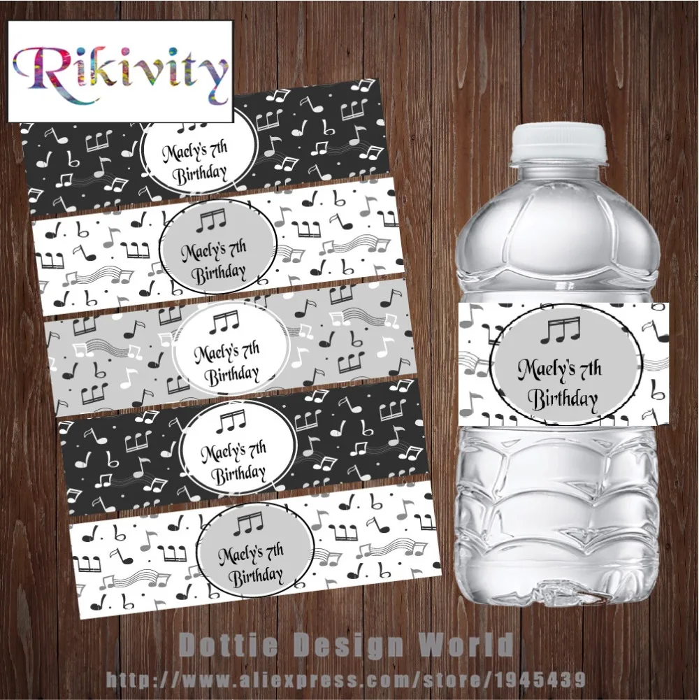 

20 pcs/lot Musical Notes Water Bottle Wine Champagne Labels Candy Bar wrapper Sticker Wedding Baby shower Birthday decoration