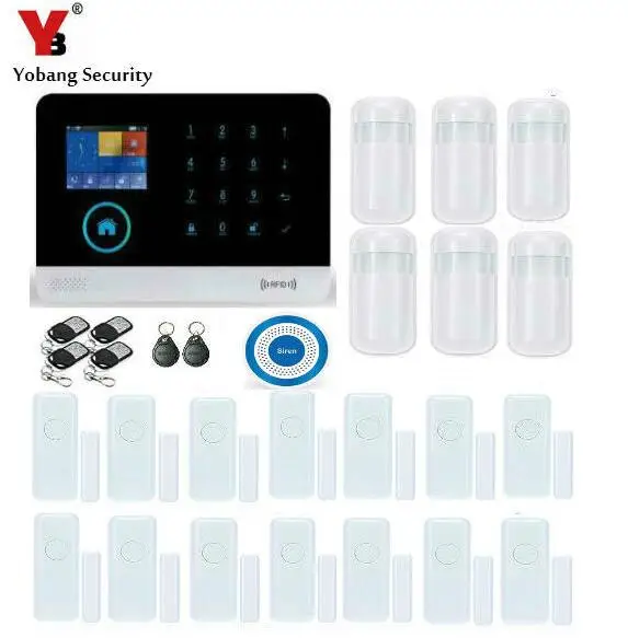 Yobang Security Smart Wireless Shop Home Alarmsysteem WIFI/GSM//GPRS intranet Security Alarm System With 2pcs RFID Keyfobs