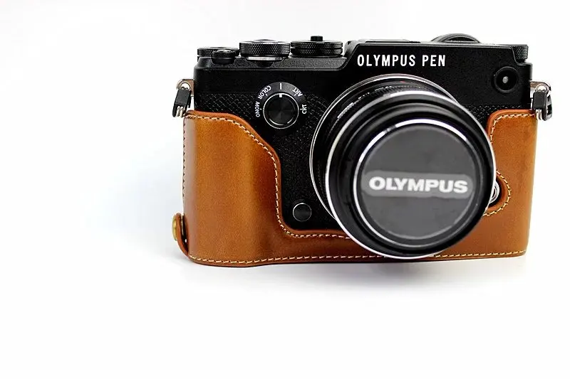 Чехол для камеры из искусственной кожи, сумка на половину корпуса для Olympus Pen-F Pen F PEN-F, сумка для камеры