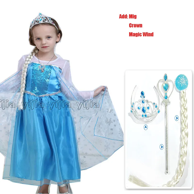 

2016 Girl Princess Dress Elsa Anna dresses Summer kids clothing girls clothes diamond dress elsa dress vestidos crown set