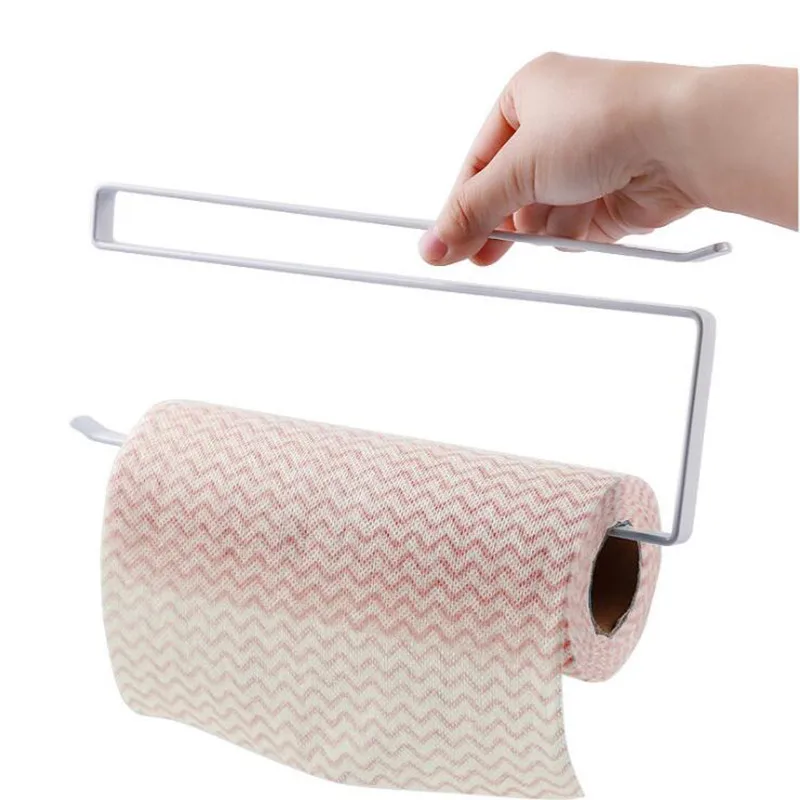 New Kitchen Tissue Hanging Holder Bathroom Towel Holder Metal Storage Rack Cabinet Cupboard Draining Shelf Toilet Paper Organize