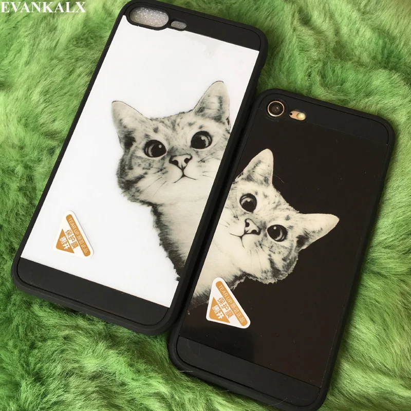 Evankalx Новый чехол для телефона iPhone 7 8 Зеркало Чехол Мягкий ТПУ прекрасный кот
