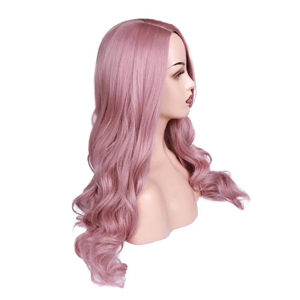 Wignee, розовые волосы, длинные волнистые парики, жаростойкий синтетический парик для женщин, на каждый день/вечерние, натуральный черный, коричневый/фиолетовый/Пепельный блонд, парик