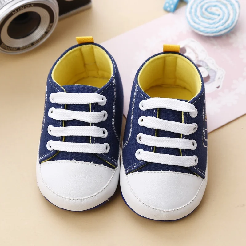 

2018 New Boys And Girls Spring Cute Canvas Solid Color New Infant Toddler Baby Sneakers Soft Sole Crib Non-slip Shoes 0-18M S2