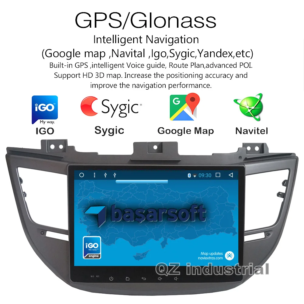 Best QZ industrial HD 10.1inch Android 8.1 T8 Car radio DVD player for Hyundai Tucson 2015-2017 with BT GPS 3G 4G WIFI SWC RDS Map 4