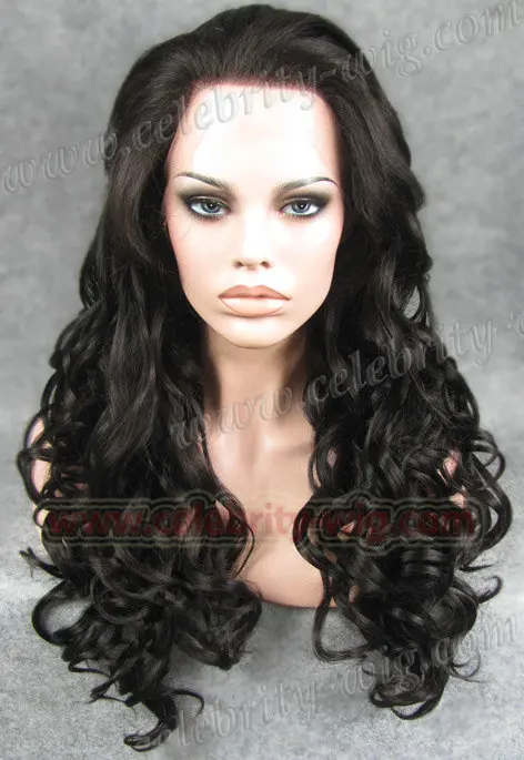 

N8-4#  Top Quality New style Natural Black Wavy Heat resistant synthetic lace front wig