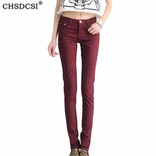 CHSDCSI женские джинсы ярких цветов, женские эластичные брюки-стрейч с карманами, обтягивающий большого размера, женские брюки