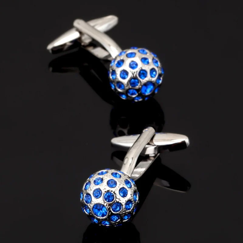 XKZM Jewelry Brand Blue Crystal Ball Cuff link Wholesale Buttons