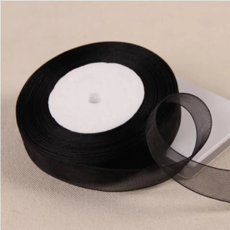 Горячая 3 мм-50 мм черная лента из органзы для одежды швейная лента аксессуар шифоновая ткань оберточная лента для подарков Свадьба Скрапбукинг