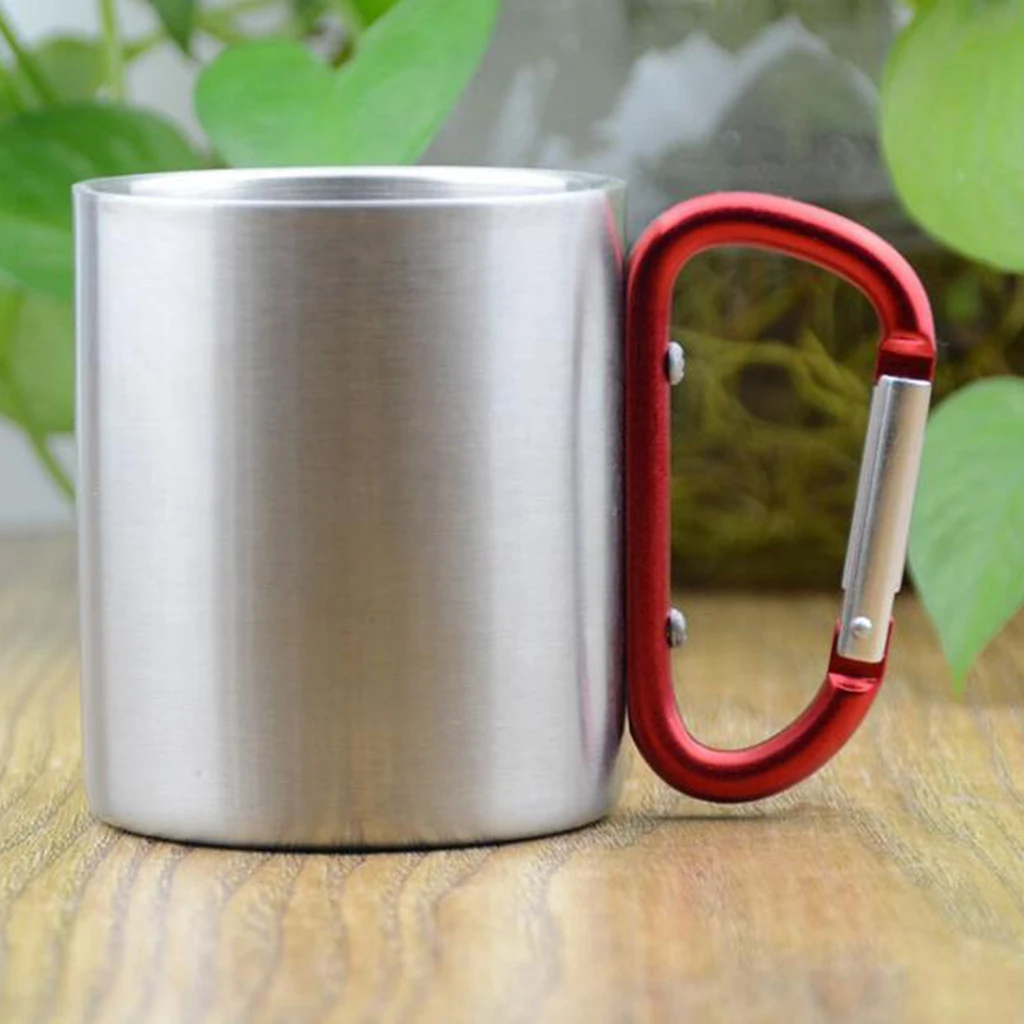 Amagogo 150ml Camping Mug Carabiner Lock Metal Outdoor Backpacking Travel Cups Beer Coffee For Climbing