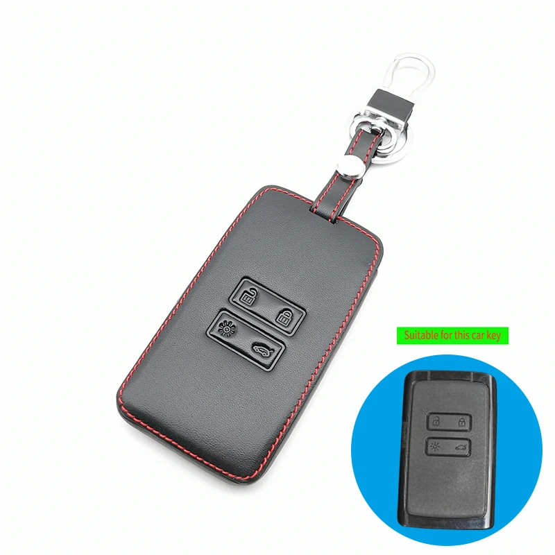 

Leather Key Holder Fob Cover for Renault Talisman Captur Koleos Card Clio Espace Megane Scenic 4 2016-2018 Keyless Remote