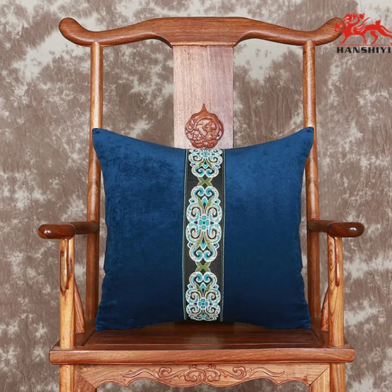 

Luxury Design Blue Red Green Velvet Embroidery Cushion Cover Patchwork Geometric Pillow Cover Pillow Case Home Decorative Sofa