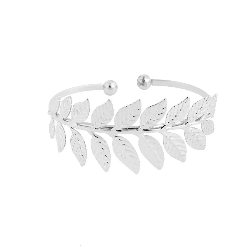 Oly2u New Fashion Open Leaf Bracelet Bangles for Women Wedding Jewelry Gift-G062