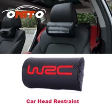 2 unids fibra de carbono WRC logo de Cuero reposacabezas del vehículo Reposacabezas Algodón Cuello Del Amortiguador Del Resto Del Cuello Cabeza Accesorios Del Coche