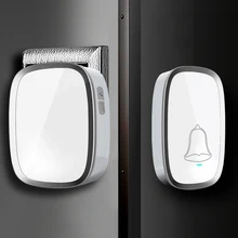 New White EU/US Plug Wireless Doorbell Waterproof Smart 36 Melody Led Ring Door Bell AC220V 2 Push Doorbells Button +2 Receivers