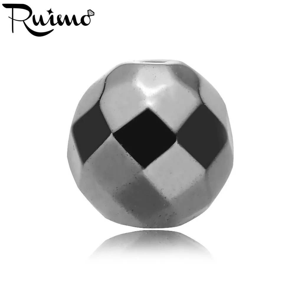 

RUIMO 8 mm Black Hematite beads Natural Stone Beads Small Hole Beads Charms For Bracelet Jewelry Making Wholesale
