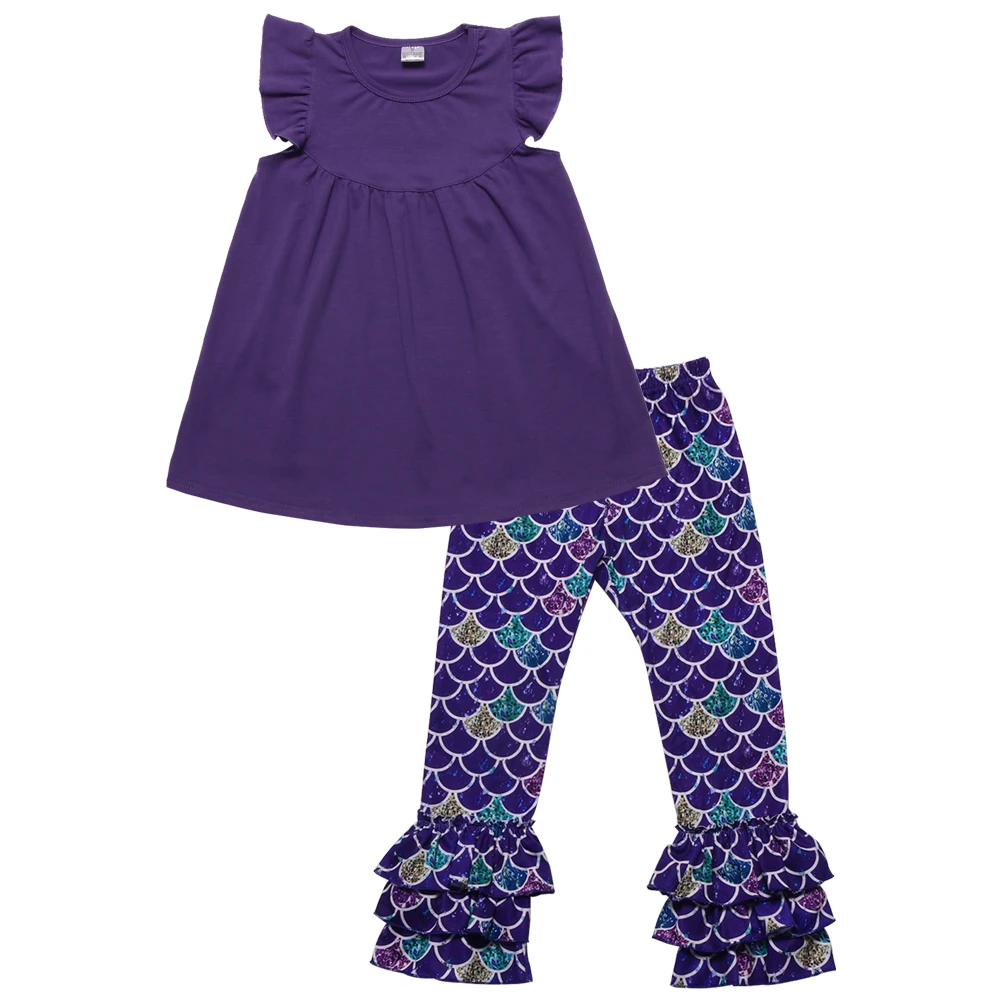 

New Toddler Girls Outfits Boutique Clothing Print Dress Fish Ruffles Pants Boutique Kids Outfits 2GK905-1292