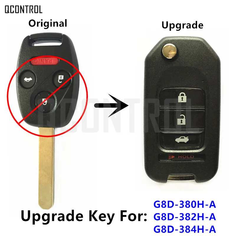 

QCONTROL Upgraded Remote Key for Honda Accord HRV HR-V CR-V CRV Fit City Stream Civic Jazz FRV 313.8Mhz/315Mhz/433Mhz Optional