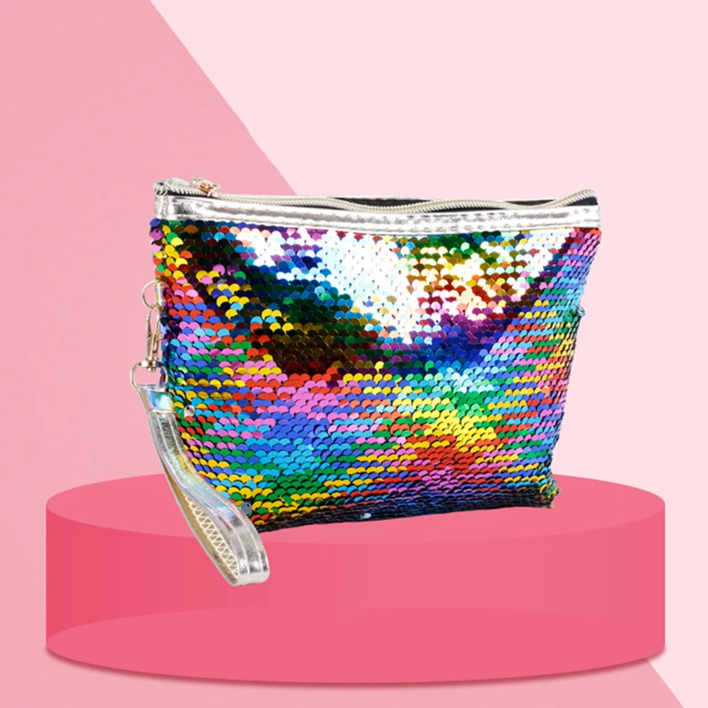 الملونة حورية البحر مطرزة التجميل حقيبة المرأة ماكياج المنظم زيبر غسل حقيبة كيس الملونة حورية البحر مطرزة التجميل حقيبة المرأة ماكياج المنظم زيبر غسل حقيبة كيس