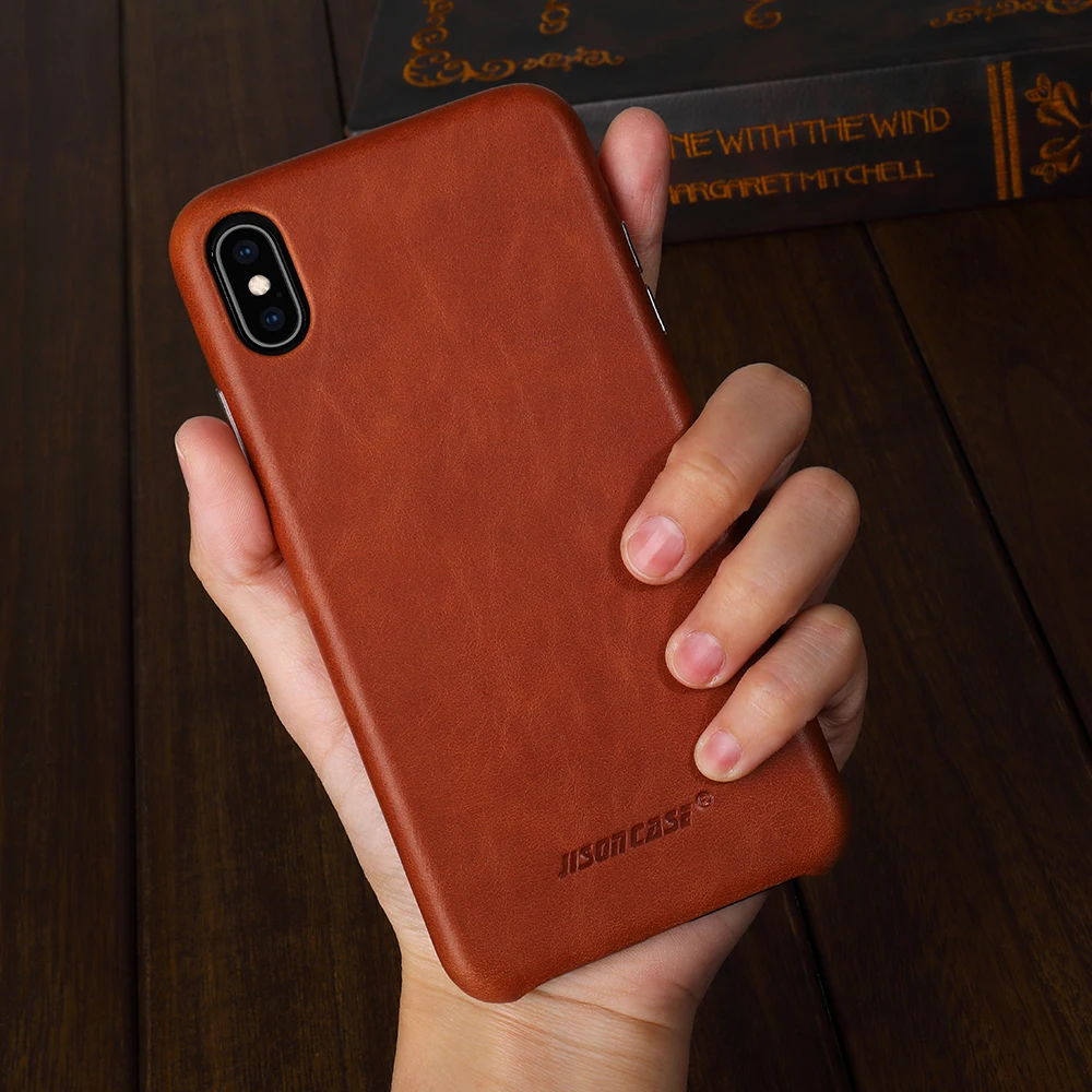 Jisoncase Чехол для телефона из натуральной кожи для iPhone XS MAX Роскошный деловой стиль тонкая задняя крышка для iPhone XS MAX для 6,5"