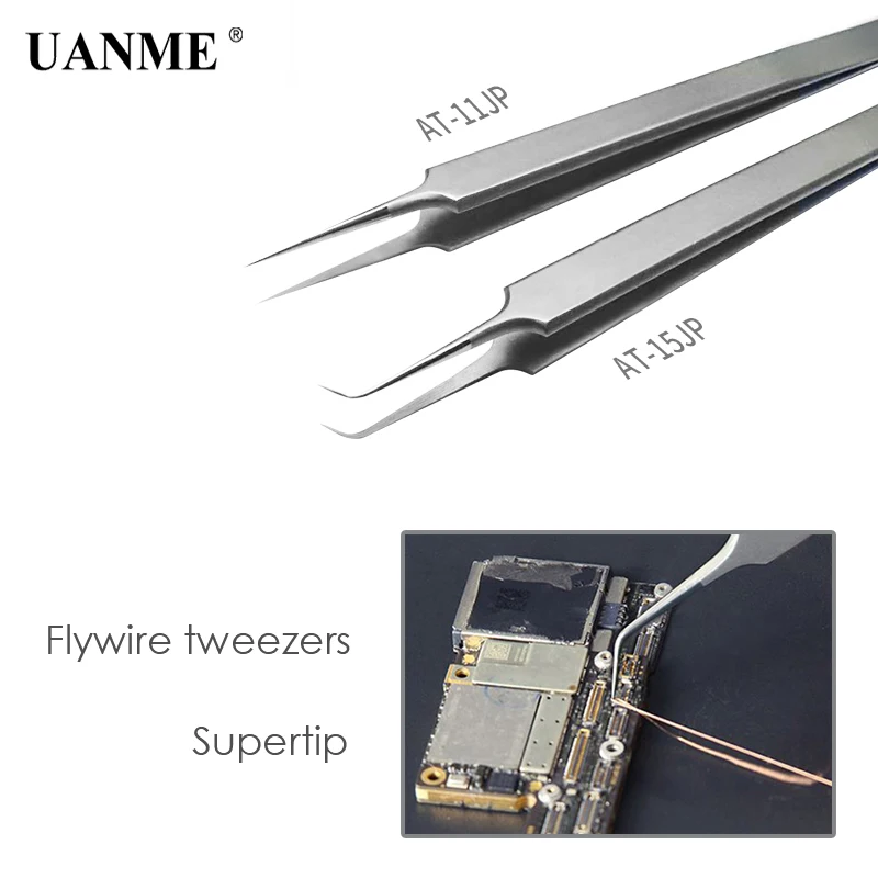 UANME Ultra Precision Tweezers Swiss Technology Stainless Steel Curved FlywireTweezers Pliers with Fine Tip Supper Sharp Needle