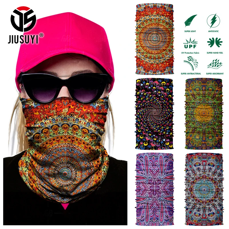 

3D Seamless Fashion Magic Scarf Tube Neck Face Mask Bandana Bicycle Headwear Headband Halloween For Women Headscarf Scarves