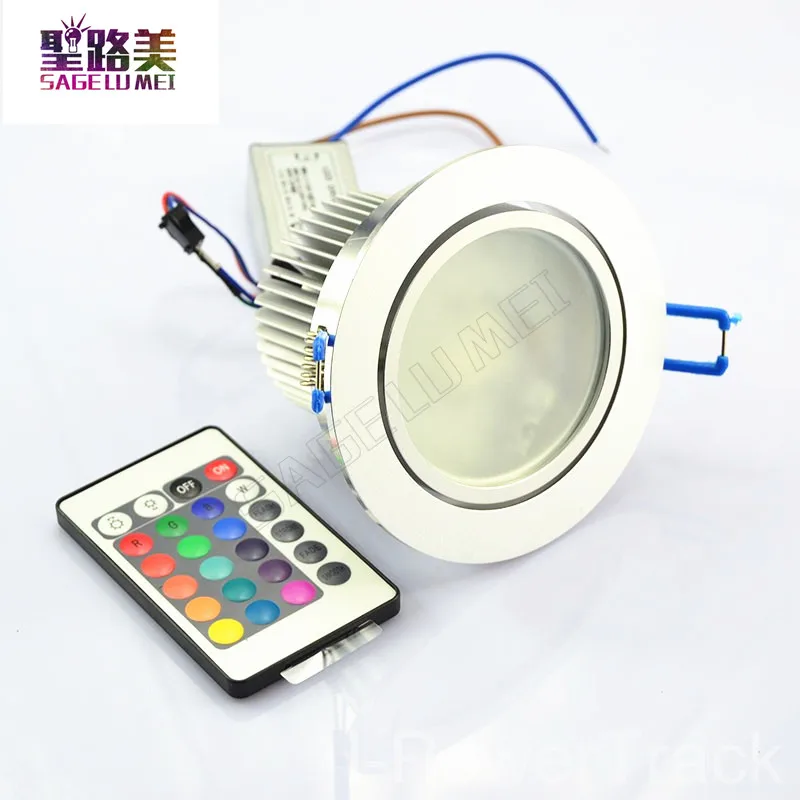 

AC85V-265V 10W Color Change RGB LED Remote Recessed Cabinet Lamp Ceiling Spot Down Light colorful led downlight LED spotlight