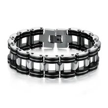 Браслет 304L нержавеющая сталь браслет мужской Форма велосипедной цепи черный мужские браслеты Модный Шарм мужской браслет 210 мм Ювелирные изделия