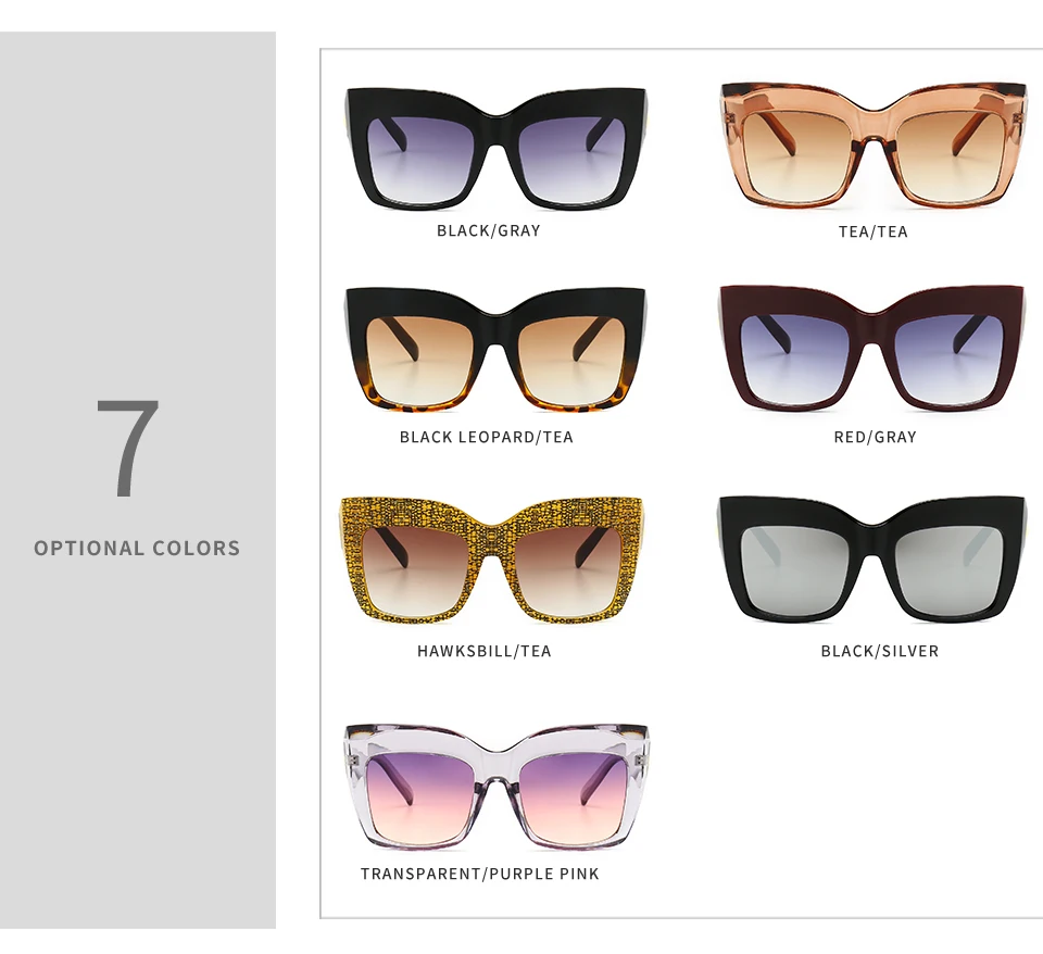Роскошные негабаритные солнцезащитные очки кошачий глаз, толстая оправа, квадратные градиентные линзы, оттенки для женщин, широкий стиль, Винтажные Солнцезащитные очки Cateye