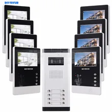 DIYSECUR DIY 4.3″ 4-Wired Apartment Video Door Phone Audio Visual Intercom Entry System IR Camera For 8 Families
