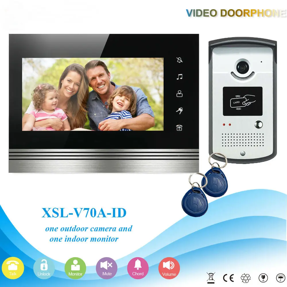 SmartYIBA видеодомофон 7 дюймов монитор Проводной Видео дверной телефон визуальный домофон дверной звонок RFID камера доступа Комплект SD запись
