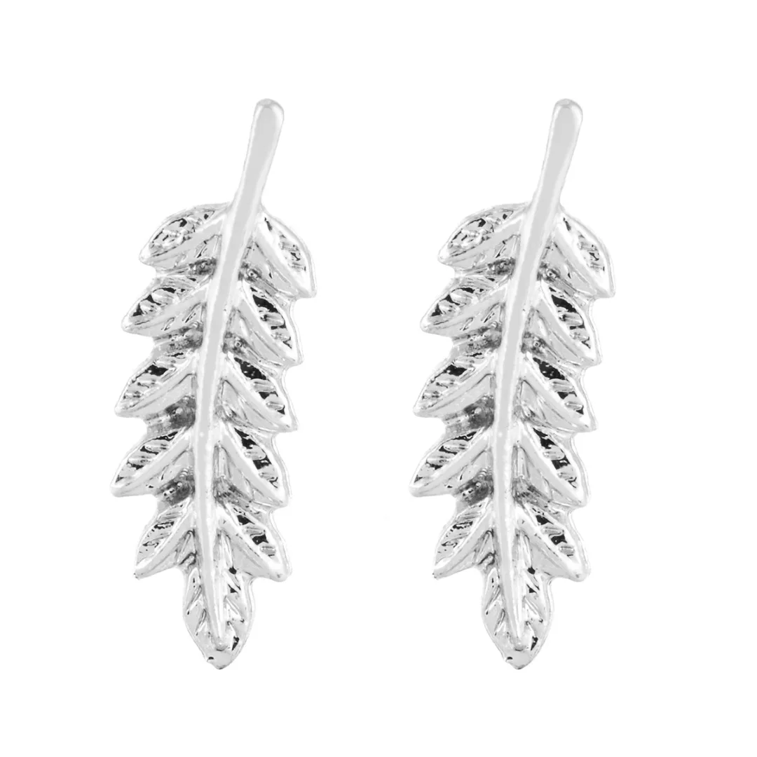 2 Pcs Fashion Women Jewelry Girl Silver Gold Color Cilp Ear Sweep Wrap Ear Climber Leafs Vines Earrings Brincos Femme Bijoux