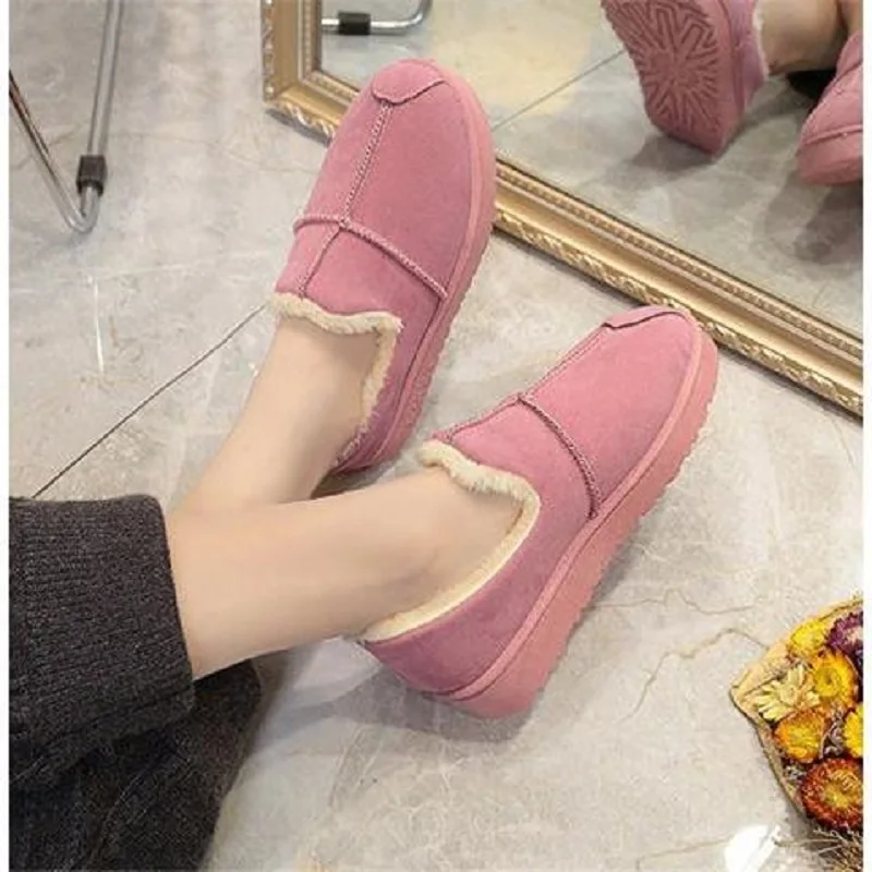 

MoBeiNi 2018 New Winter snow boots female short tube cotton boots flat bread shoes warm thick women's boots women's shoes Ankle