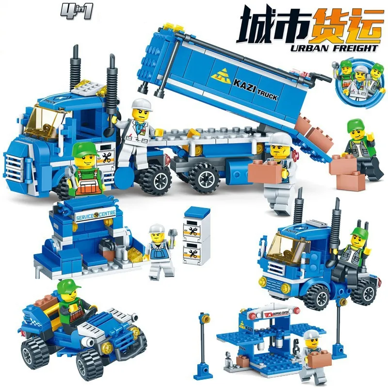 318 шт. 4 в 1 Городской Грузовой грузовик Compatibie Legoings Строительные блоки Набор