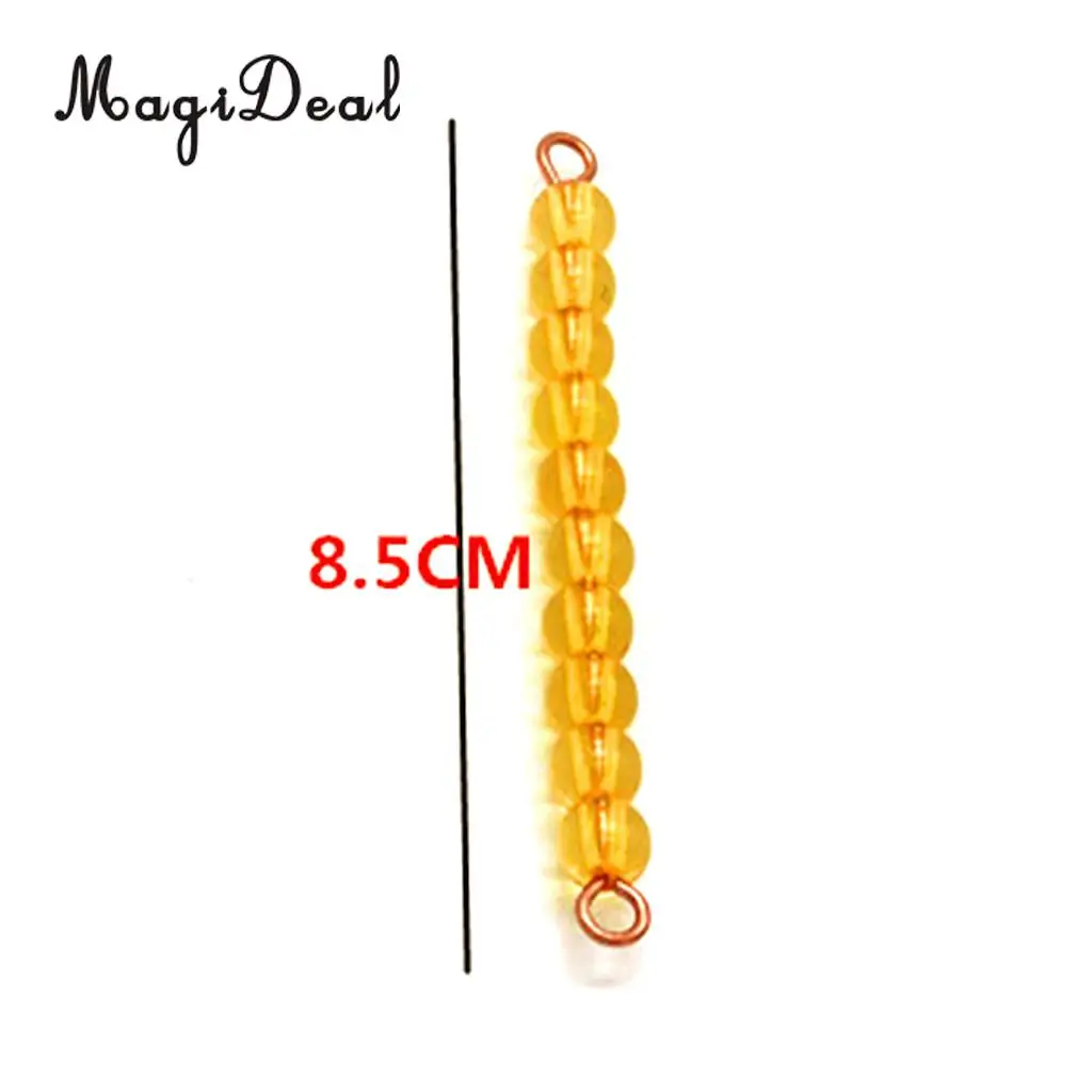 MagiDeal 10Pcs Orange Montessori Maths Material Ten Beads Bar for Classroom Home School Kids Educational Mathematics Toy Gift