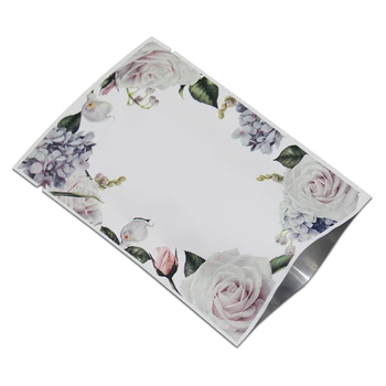 

DHL 1000pcs/Lot Heat Seal Aluminum Foil Food Packaging Pouch Colorful Open Top Mylar Food Nut Storage Bag with Print Flowers