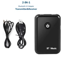 2in1 передатчик Bluetooth приемник Bluetooth V4.2 Беспроводной 3,5 мм музыке стерео аудио кабель адаптер ключ для ТВ DVD Mp3 PC автомобиль