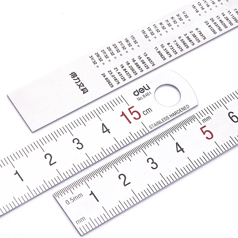 Free shipping deli 8461 ruler scale 15cm long no belt stainless steel ruler font b measuring