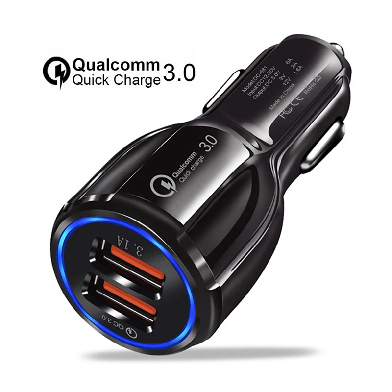 

Quick Charge 3.0 Car Charger 9V 2A QC3.0 Auto Fast Charging Car-charger Dual USB Car Phone Charger For iPhone X 8 7 Plus Charge