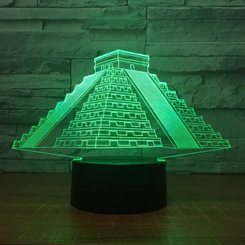 

3D Pyramid 7 Color Night Light LED Visual Stereo Touch Energy Saving Eye Protection Table Lamp 1411