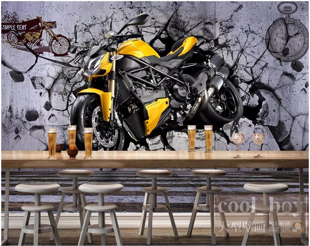 3dルーム壁紙カスタム写真壁画黄色オートバイクール壁絵の装飾絵画3d壁壁画の壁紙3 D Mural Wallpaper For Walls 3d Wall Murals Wallpapermural Wallpaper Aliexpress