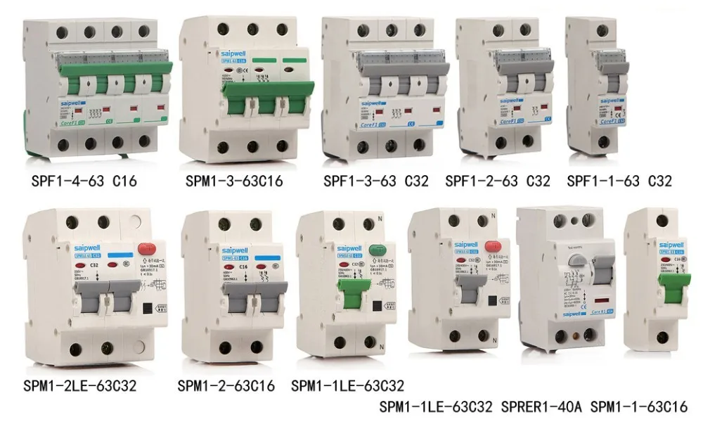 SPF1-1-63 C16 шунтового 1 P 63 ампер 230/400 V выключатель Земли Автомат выключения при утечке