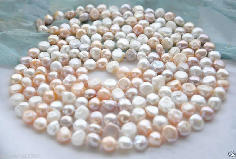 

Free shipping hot sale Women Bridal Wedding Jewelry >>Genuine 11-13mm white pink lavender Baroque Freshwater Pearl Necklace 100