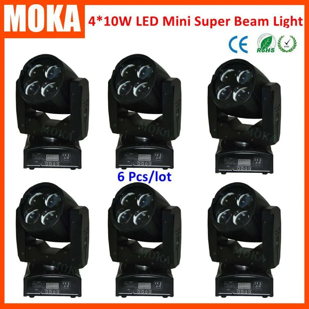 

6PCS/LOT White Light 4*10W Led Spot Mini Moving Beam Light 5000H Leds Light for Stage Wedding Party Event