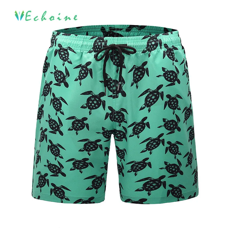 Мужские пляжные шорты Echoine оверсайз с принтом черепахи, Короткие штаны для мужчин, зеленые наружные штаны, свободные мужские полуштаны