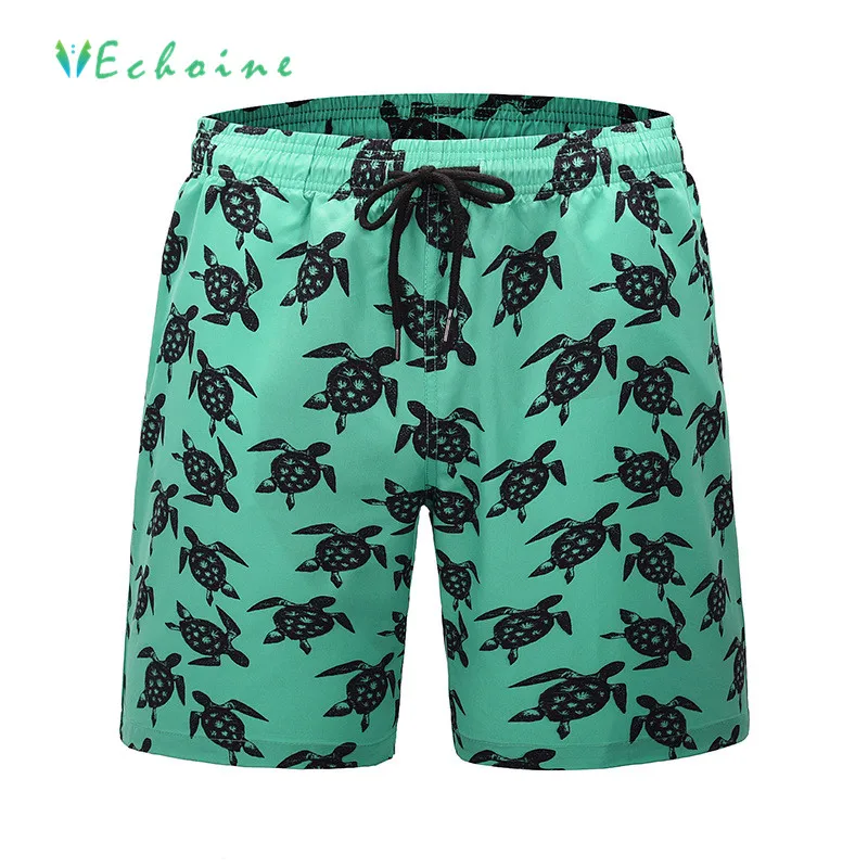 

Echoine oversize mens beach shorts turtle pattern printing short pants for man green outer bottoms loose mens half pants