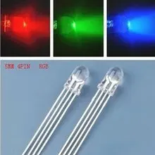 10 шт./лот 5 мм RGB светодиодный общий катод 4pin красный зеленый синий светодиодный круглый трехцветный светодиод светоизлучающий прозрачный светильник