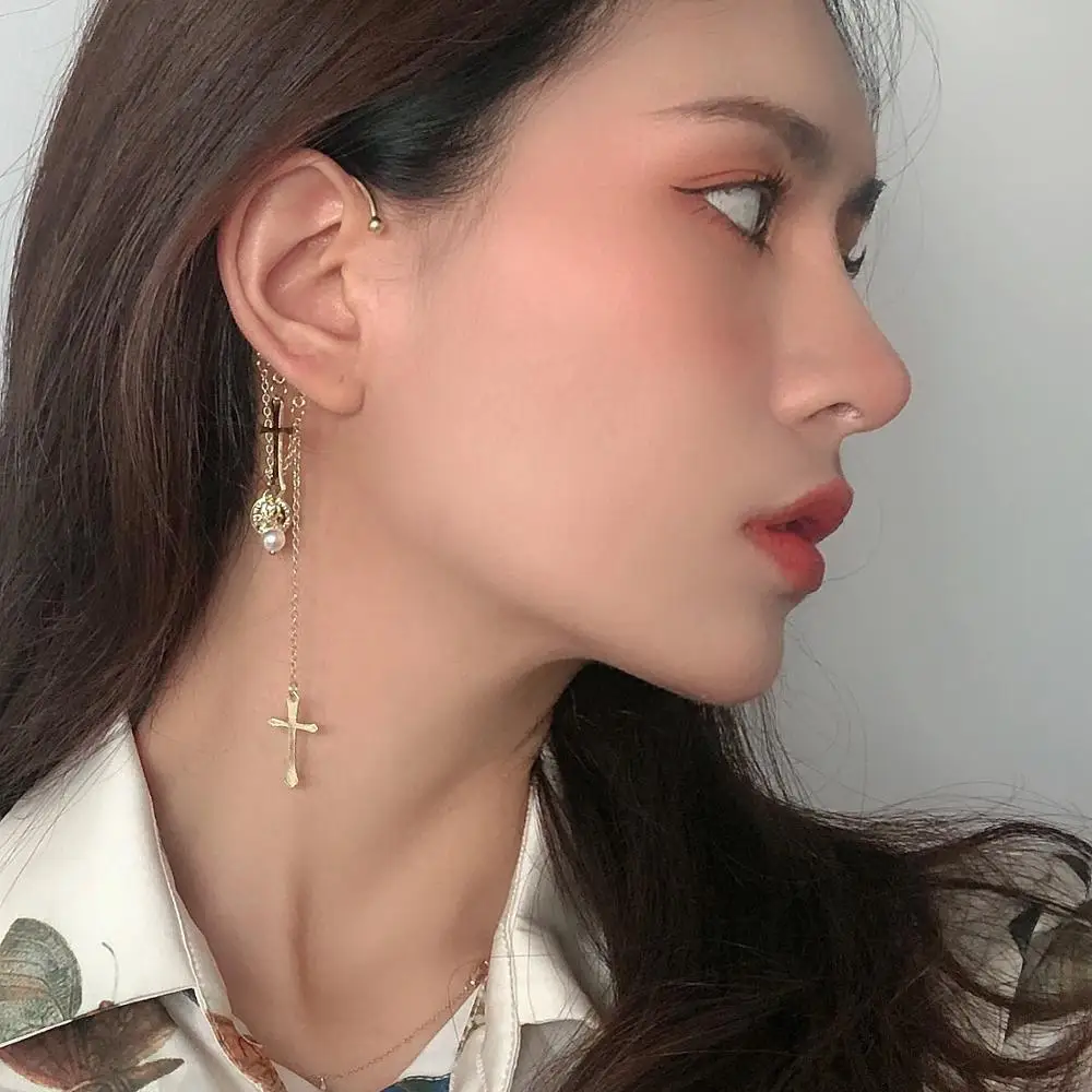 HUANZHI 2019 новый дизайн S925 элегантные матовые жемчужные серьги в форме ушей золотые